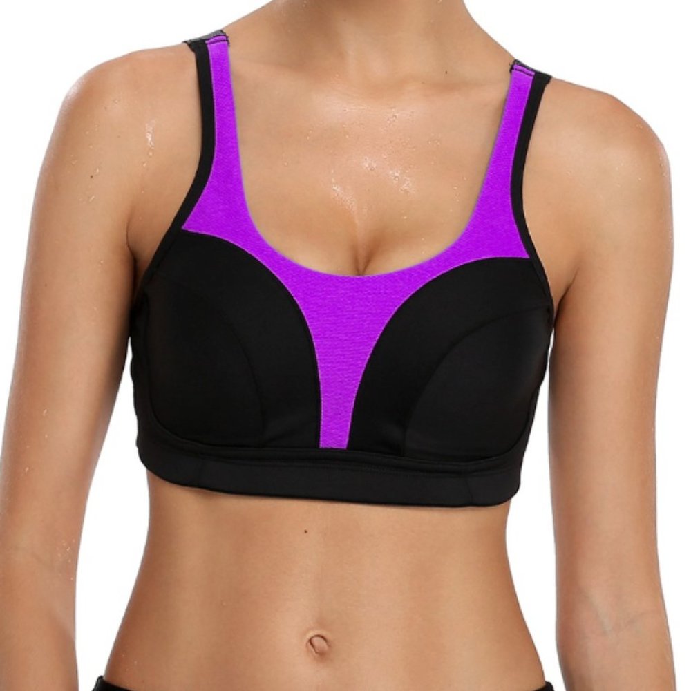 NWT Wireless Sports Bra Padded High Impact PINK & BLACK SZ MEDIUM